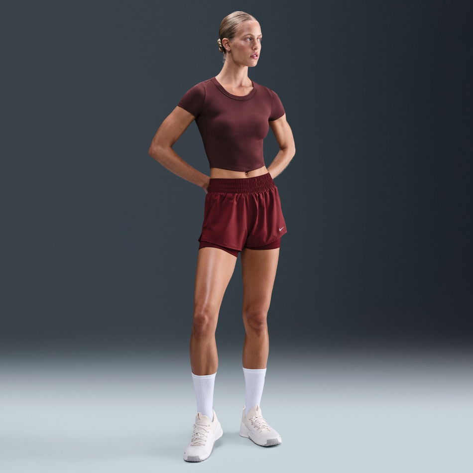 One Fitted Dri-FIT Ss Top Kadın Bordo Tişört