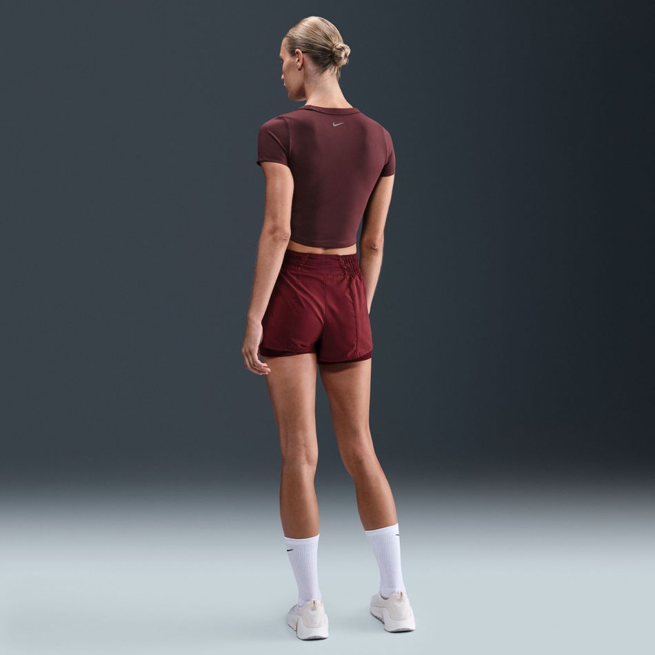 One Fitted Dri-FIT Ss Top Kadın Bordo Tişört