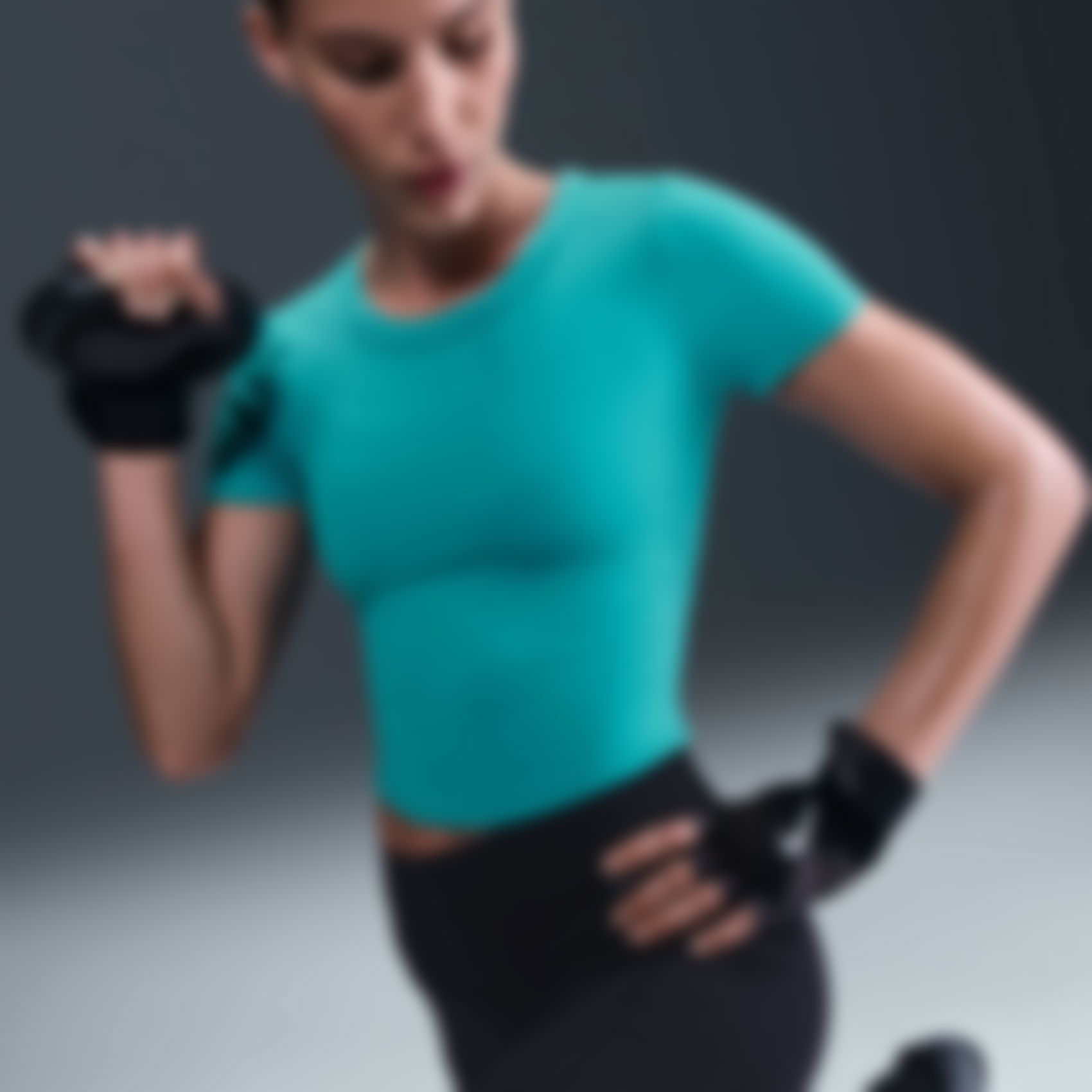 NIKE - One Fitted Dri-FIT Ss Top Kadın Mavi Tişört
