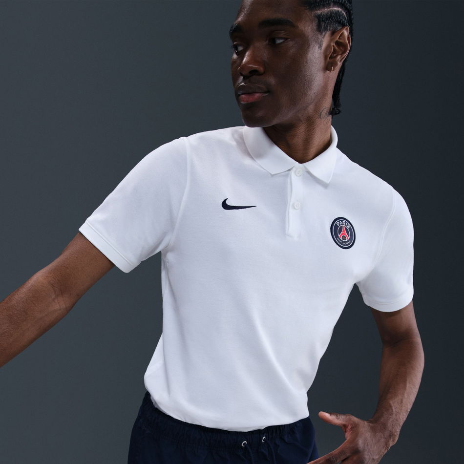 Paris Saint-Germain Polo Dri-FIT Erkek Beyaz Tişört