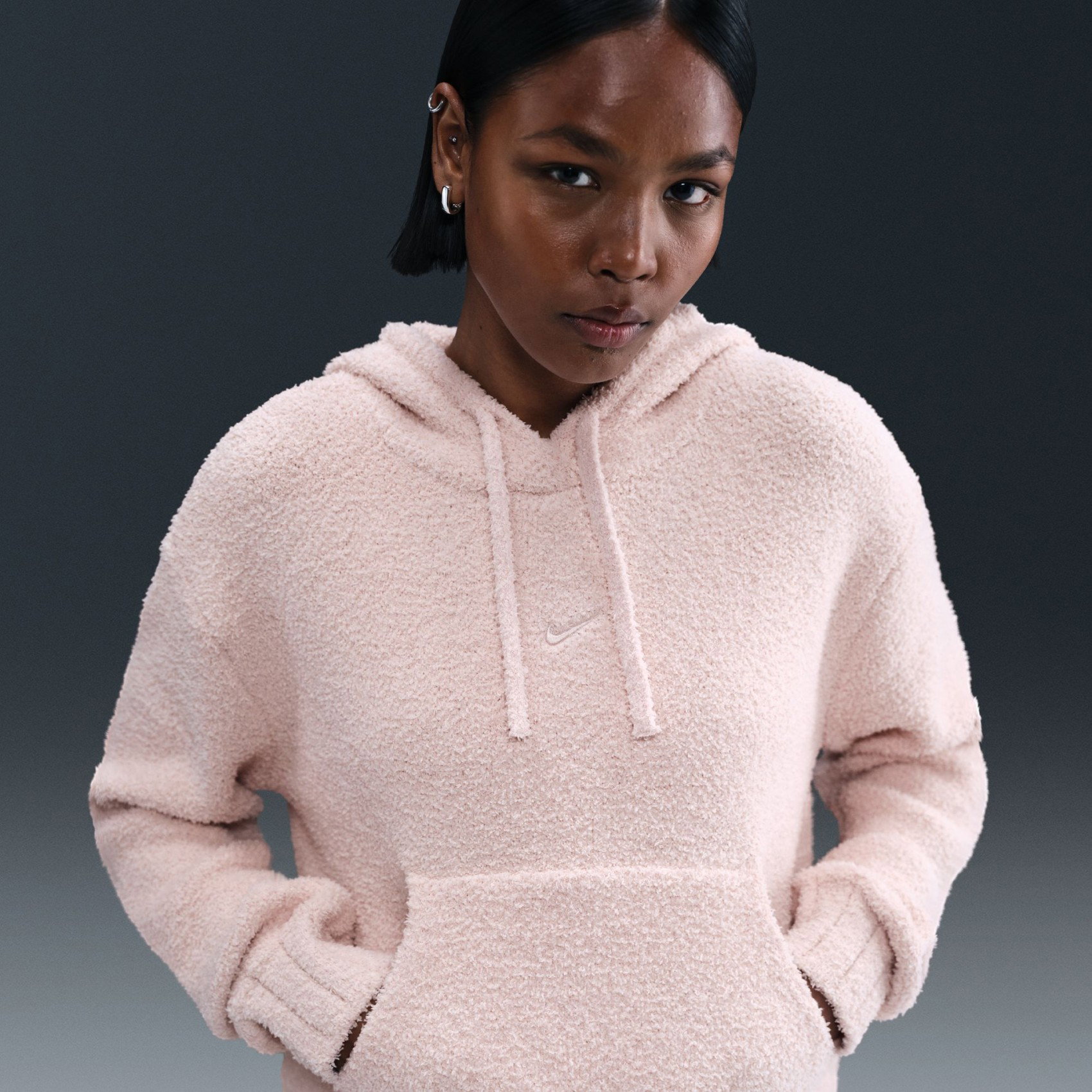 Nike Phoenix Cozy Bouclé Hoodie Kadın Pembe Sweatshirt HV2768-667