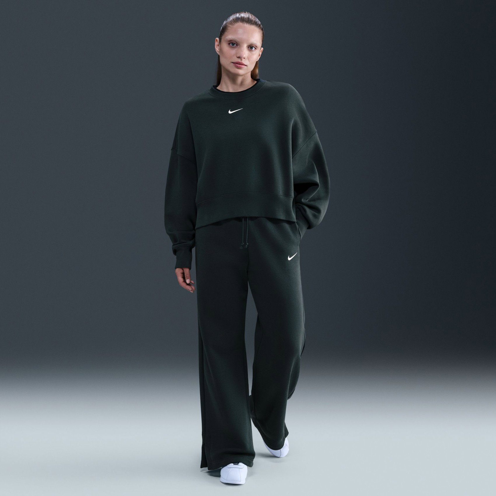 Nike Phoenix Fleece HR Pant Wide Kadın Yeşil Eşofman Altı IH1011-390