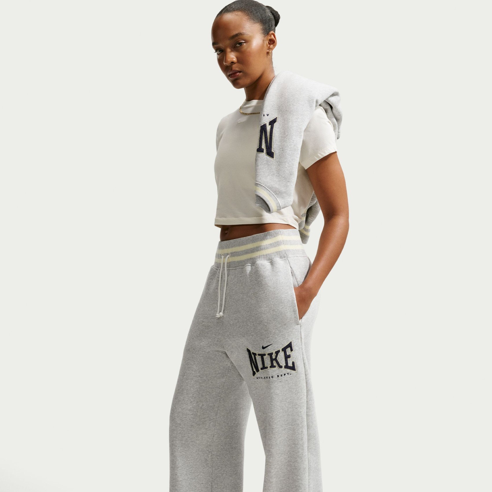 Nike Phoenix Fleece Hr Wr Leg Pant Gx Kadın Gri Eşofman Altı
