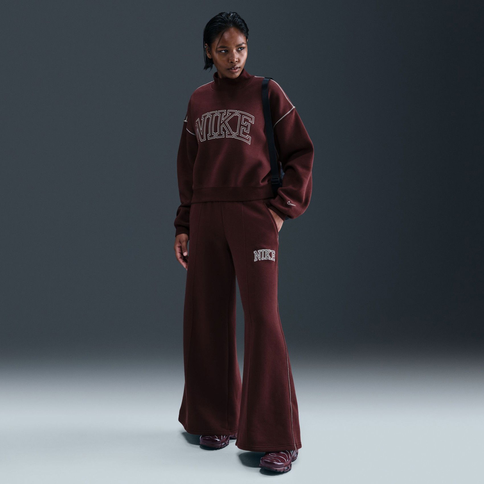 Nike Phoenix Fleece Mock Neck Kadın Bordo Sweatshirt IM7490-652