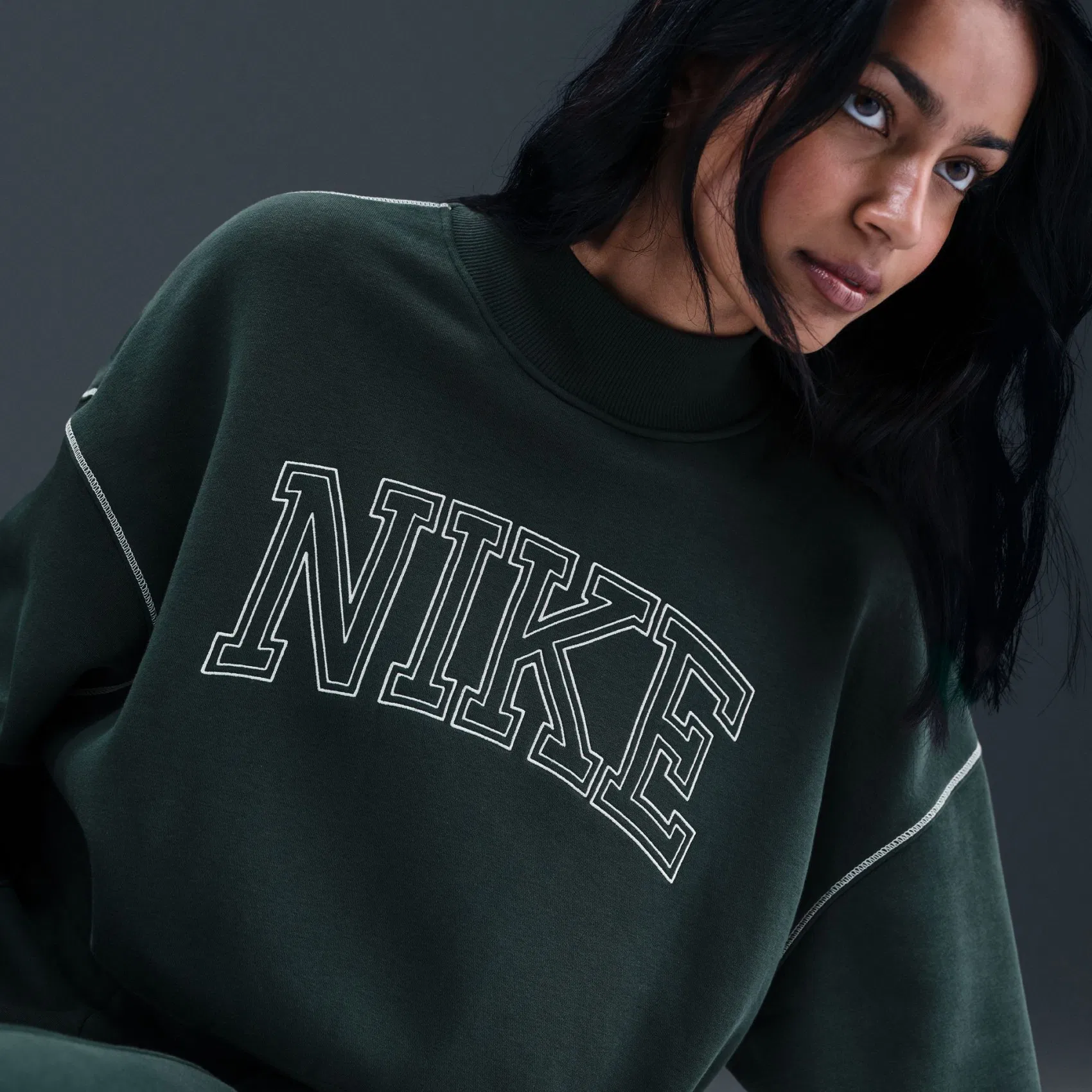 Nike Phoenix Fleece Mock Neck Kadın Yeşil Sweatshirt IM7490-390