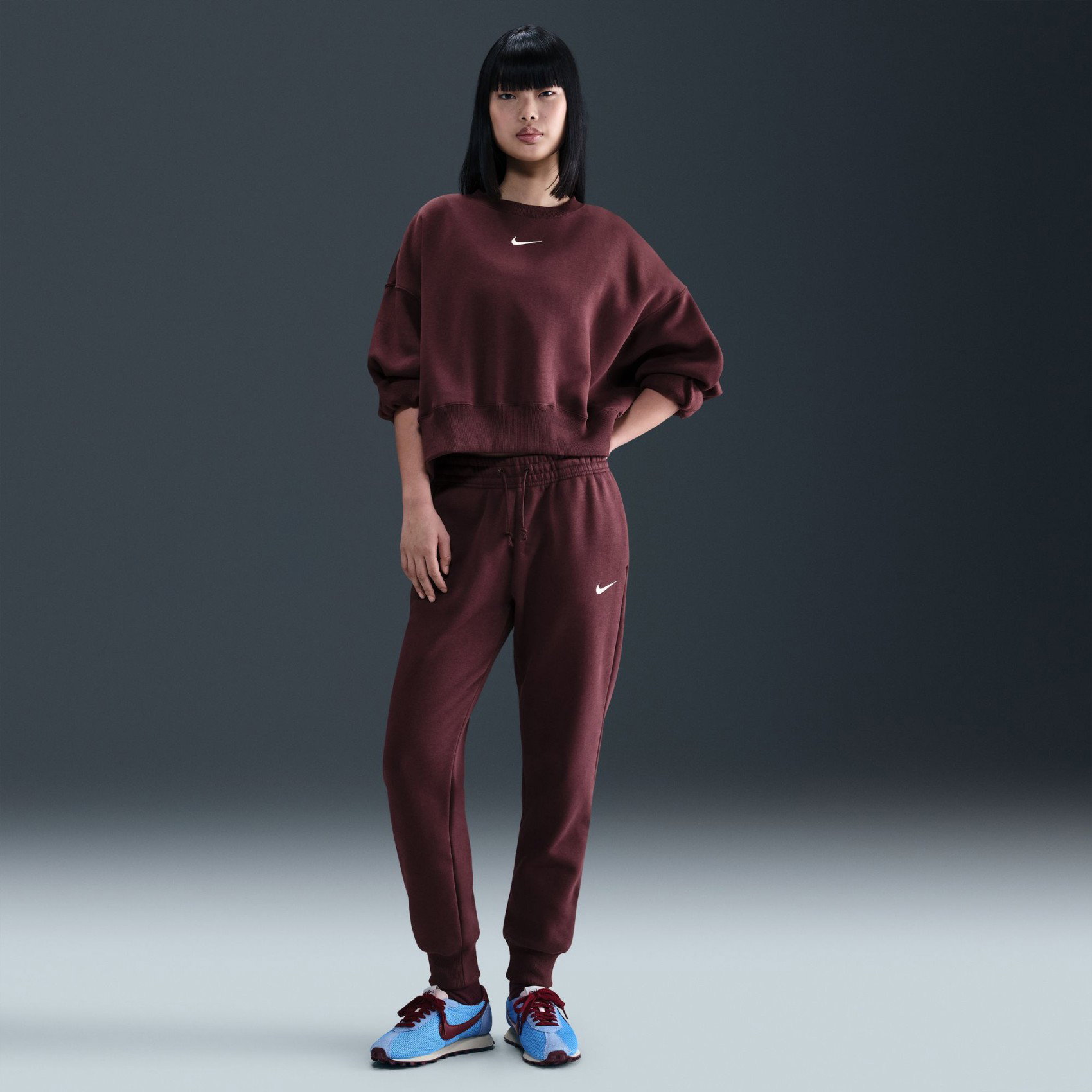 まぁ〜タン Nike Phoenix Fleece MR Pant Kadın Bordo Eşofman Altı FZ7626-652