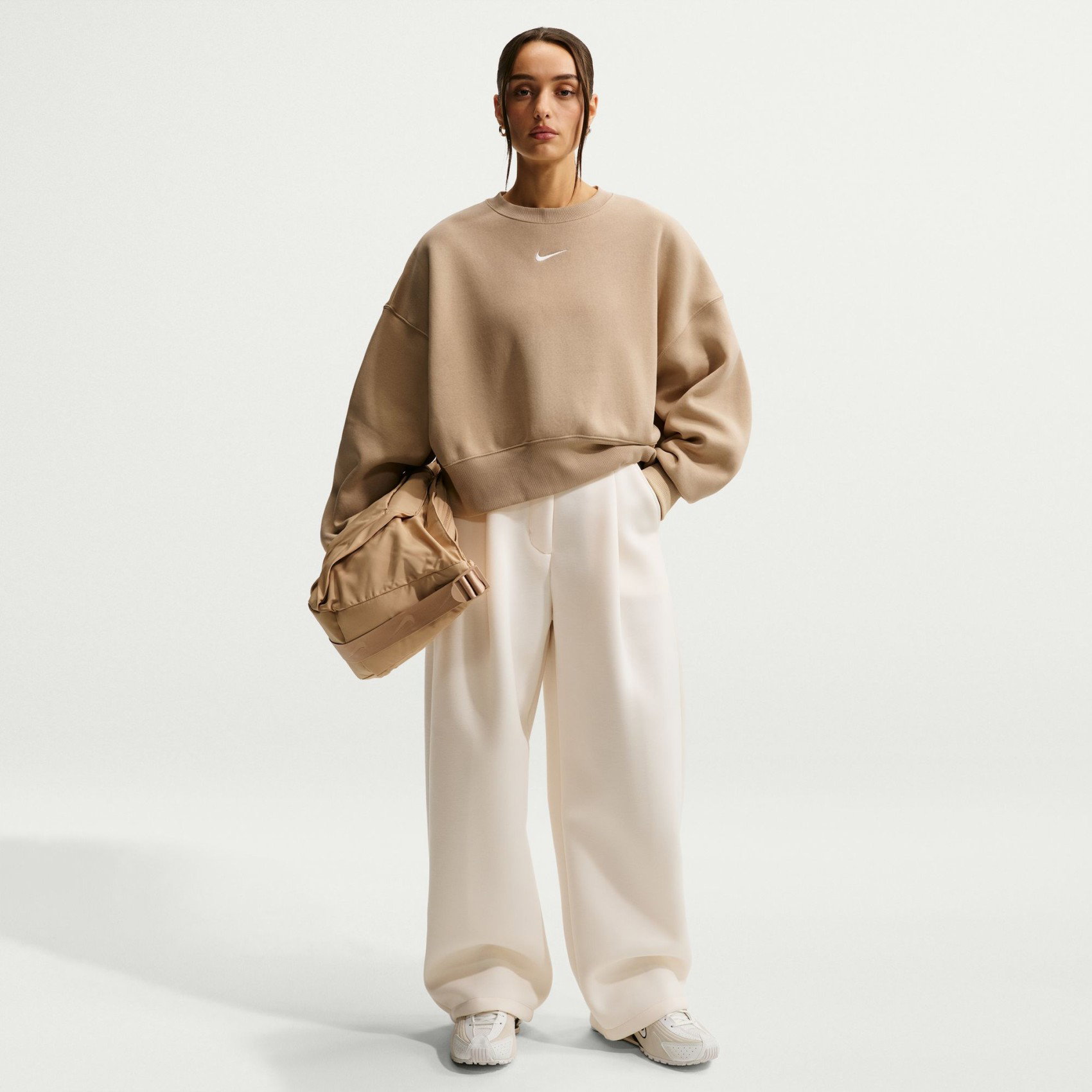 BRIEFING 新品　WOMEN’S HYBRID DOWN CREWNECK Nike Phoenix Fleece Oos Crew Kadın Bej Sweatshirt DQ5761-286