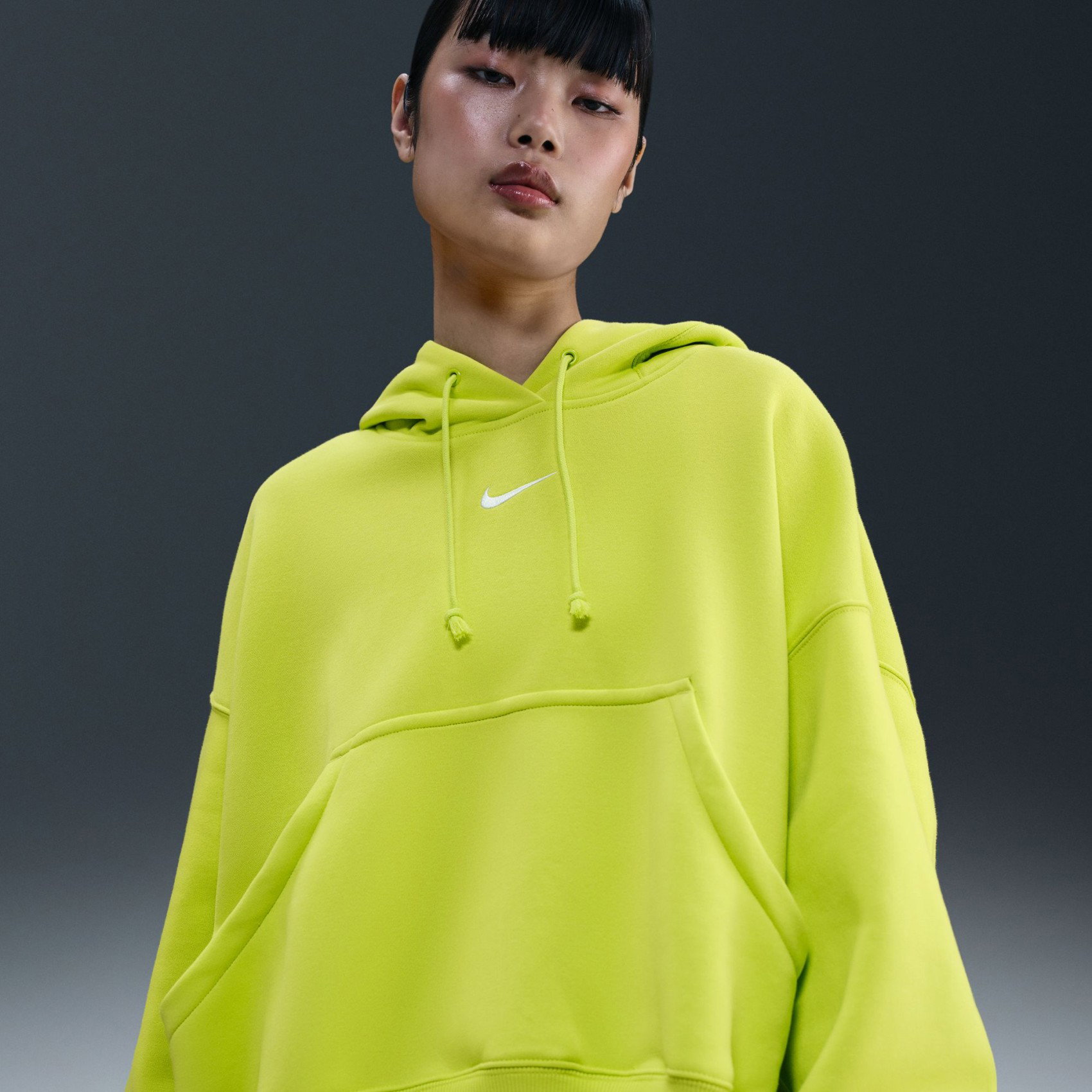 Nike Phoenix Fleece Oos Po Hoodie Kadın Sarı Sweatshirt DQ5858-389