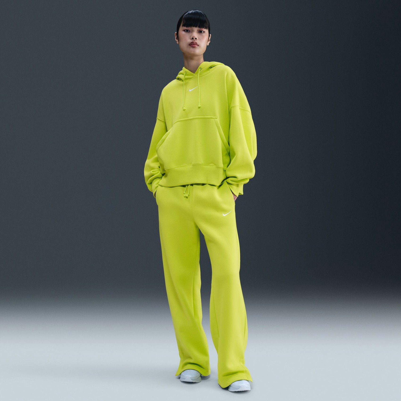 Nike Phoenix Fleece Oos Po Hoodie Kadın Sarı Sweatshirt DQ5858-389