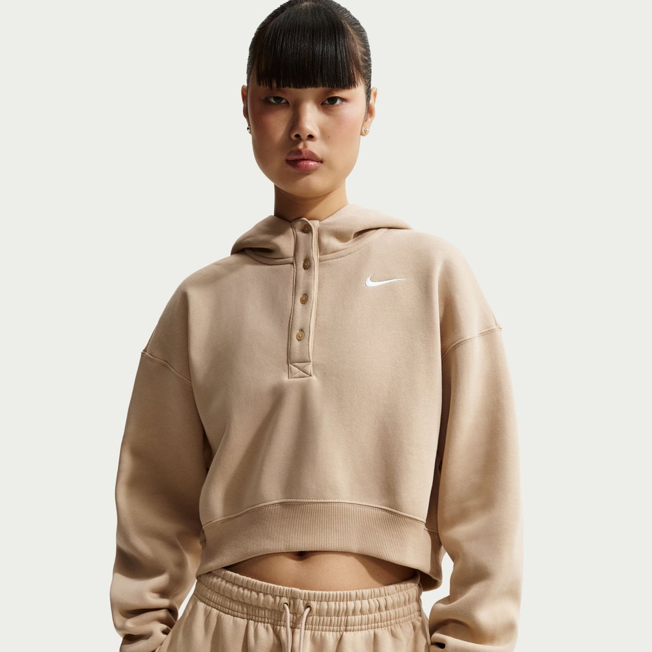 Phoenix Fleece Os Crop Henley Ho Kadın Kahverengi Sweatshirt