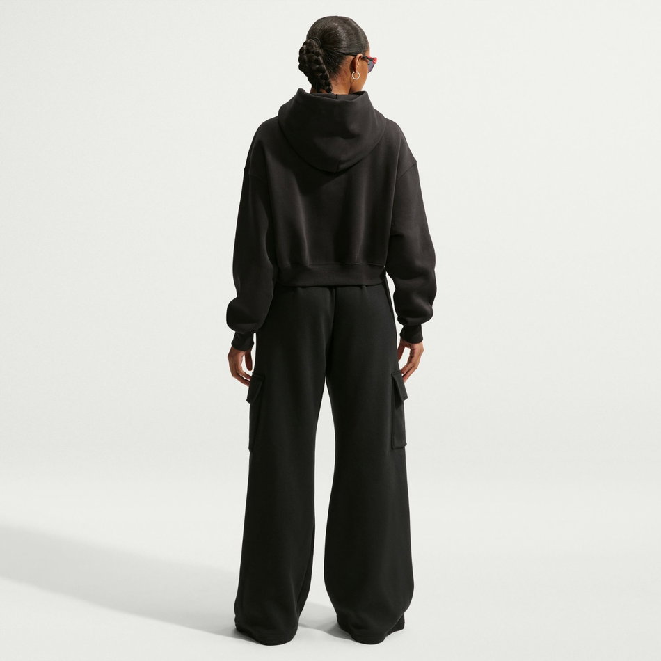 Phoenix Fleece Os Crop Henley Hoodie Kadın Siyah Sweatshirt