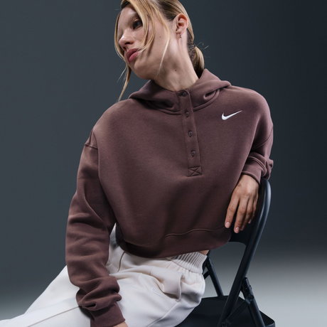 NIKE - Phoenix Fleece Os Crop Henley Hoodie Kadın Sweatshirt