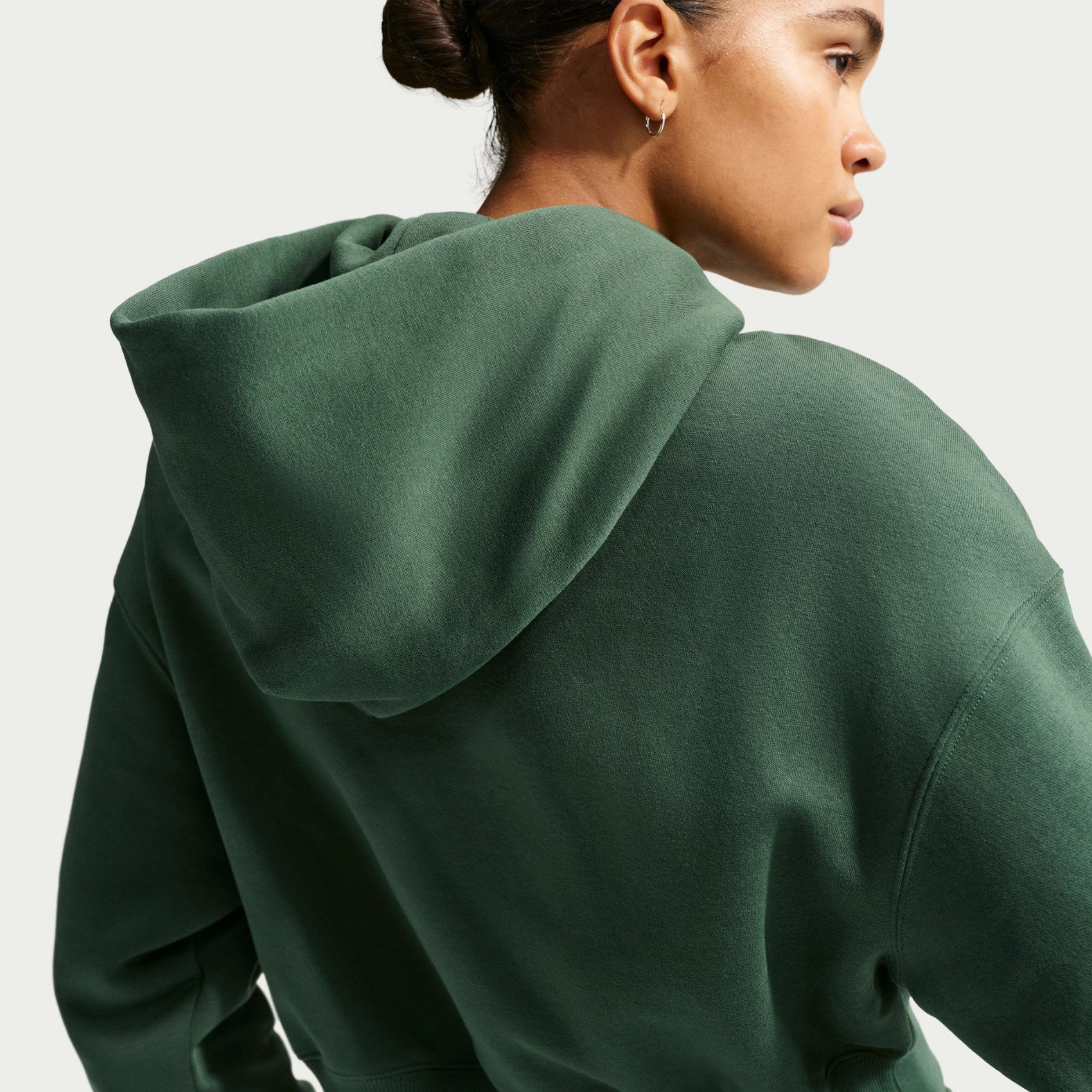 Nike Phoenix Fleece Os Crop Henley Hoodie Kadın Yeşil Sweatshirt