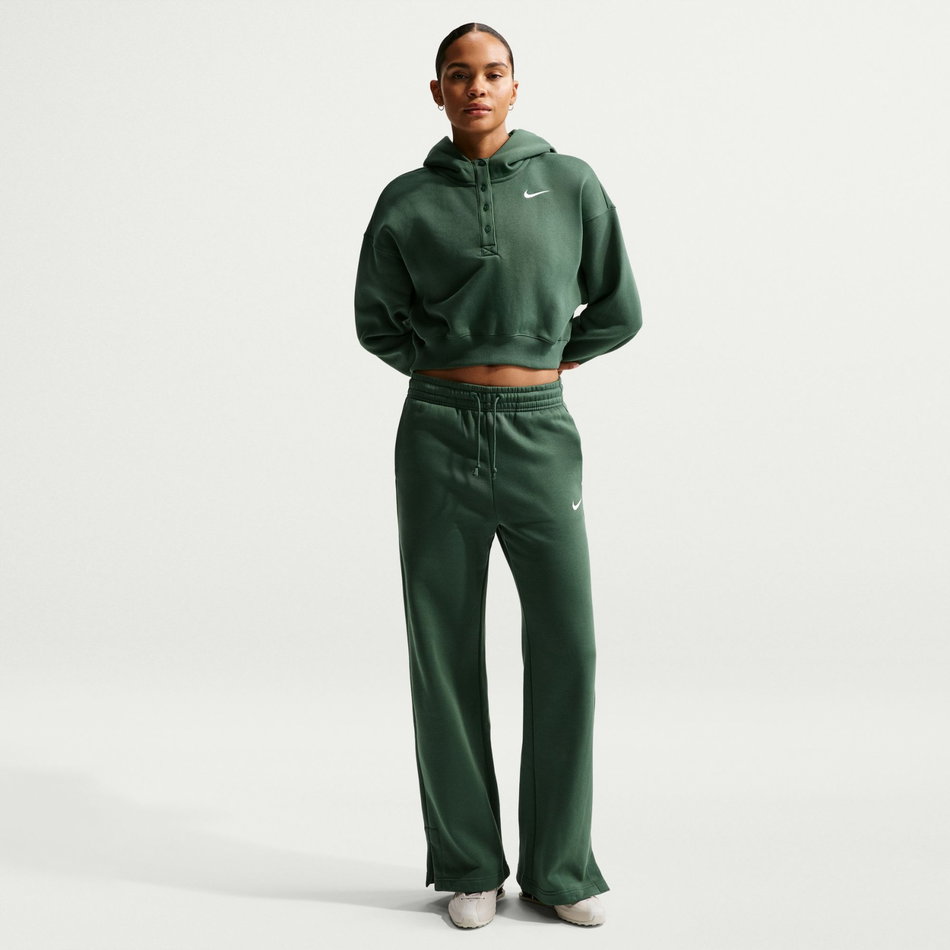 Phoenix Fleece Os Crop Henley Hoodie Kadın Yeşil Sweatshirt