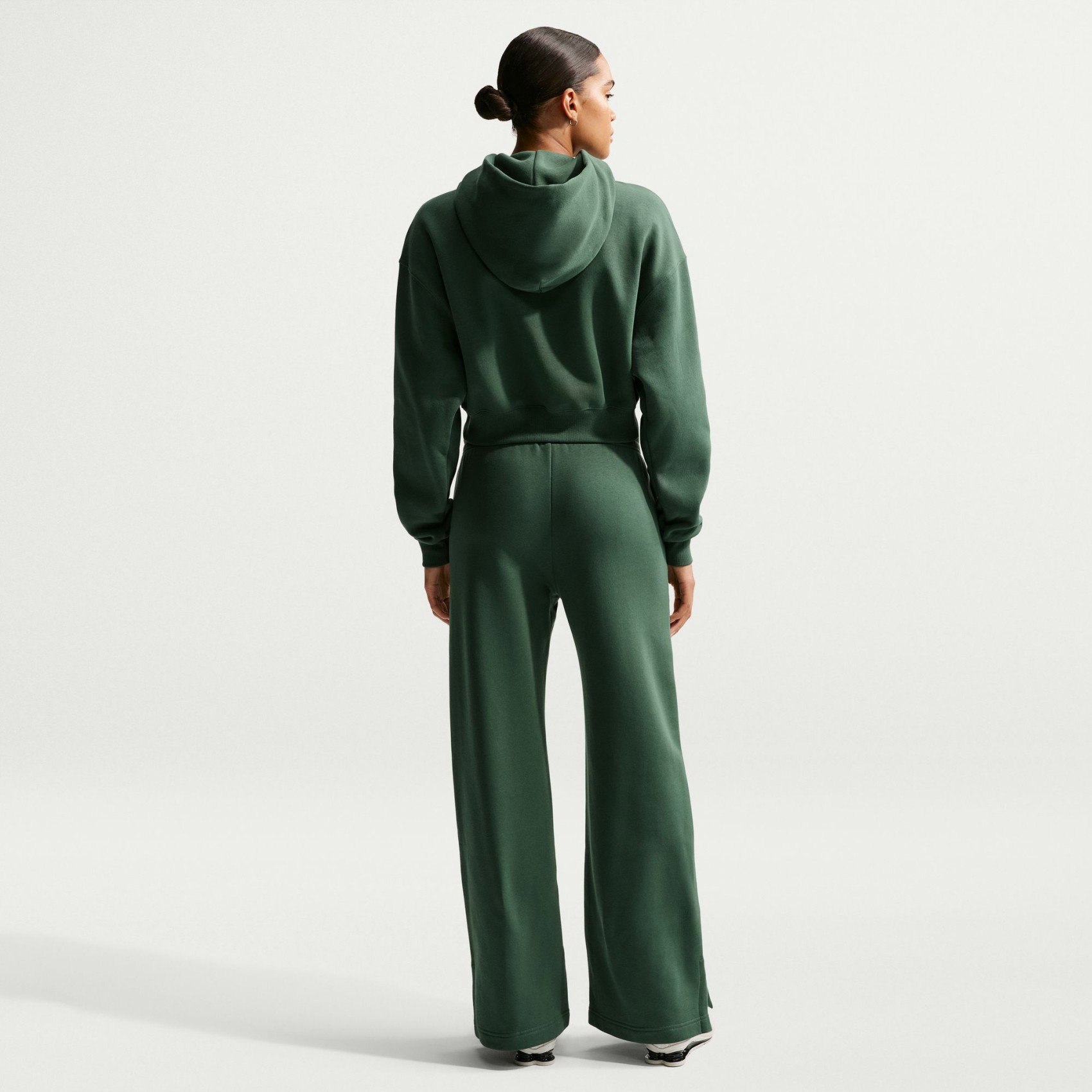 Nike Phoenix Fleece Os Crop Henley Hoodie Kadın Yeşil Sweatshirt
