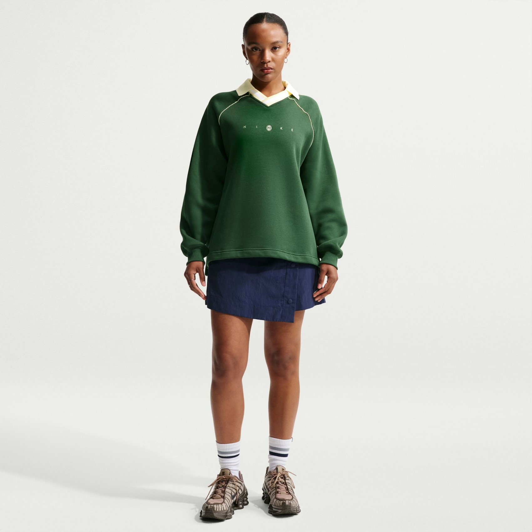 Nike Phoenix Fleece Os Gx Polo Top Kadın Yeşil Sweatshirt IF0256-323