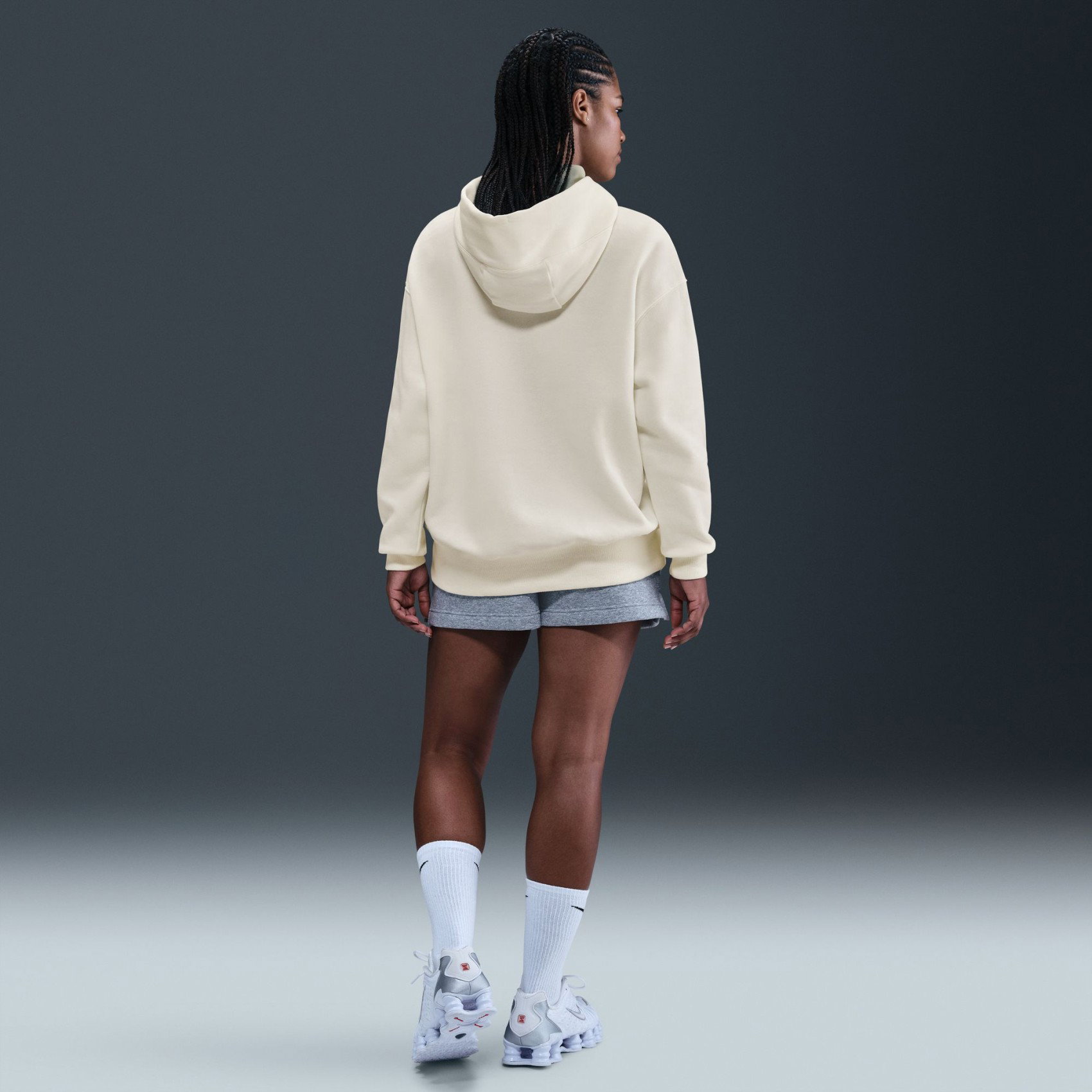 Nike Phoenix Fleece Oversized Po Hoodie Kadın Bej Sweatshirt