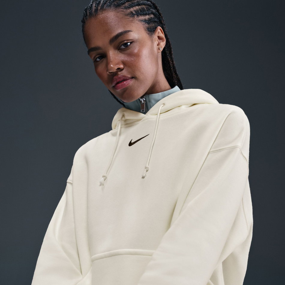 Phoenix Fleece Oversized Po Hoodie Kadın Bej Sweatshirt