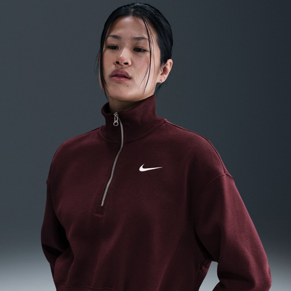 Phoenix Fleece QZ Crop Kadın Bordo Sweatshirt