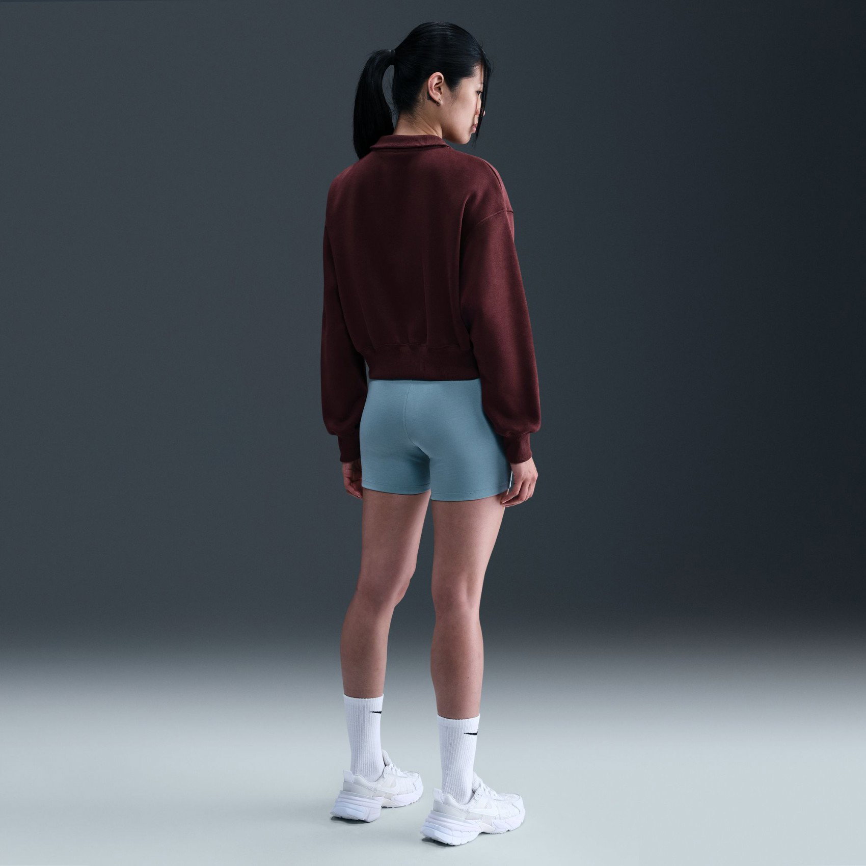 Nike Phoenix Fleece QZ Crop Kadın Bordo Sweatshirt DQ5767-652
