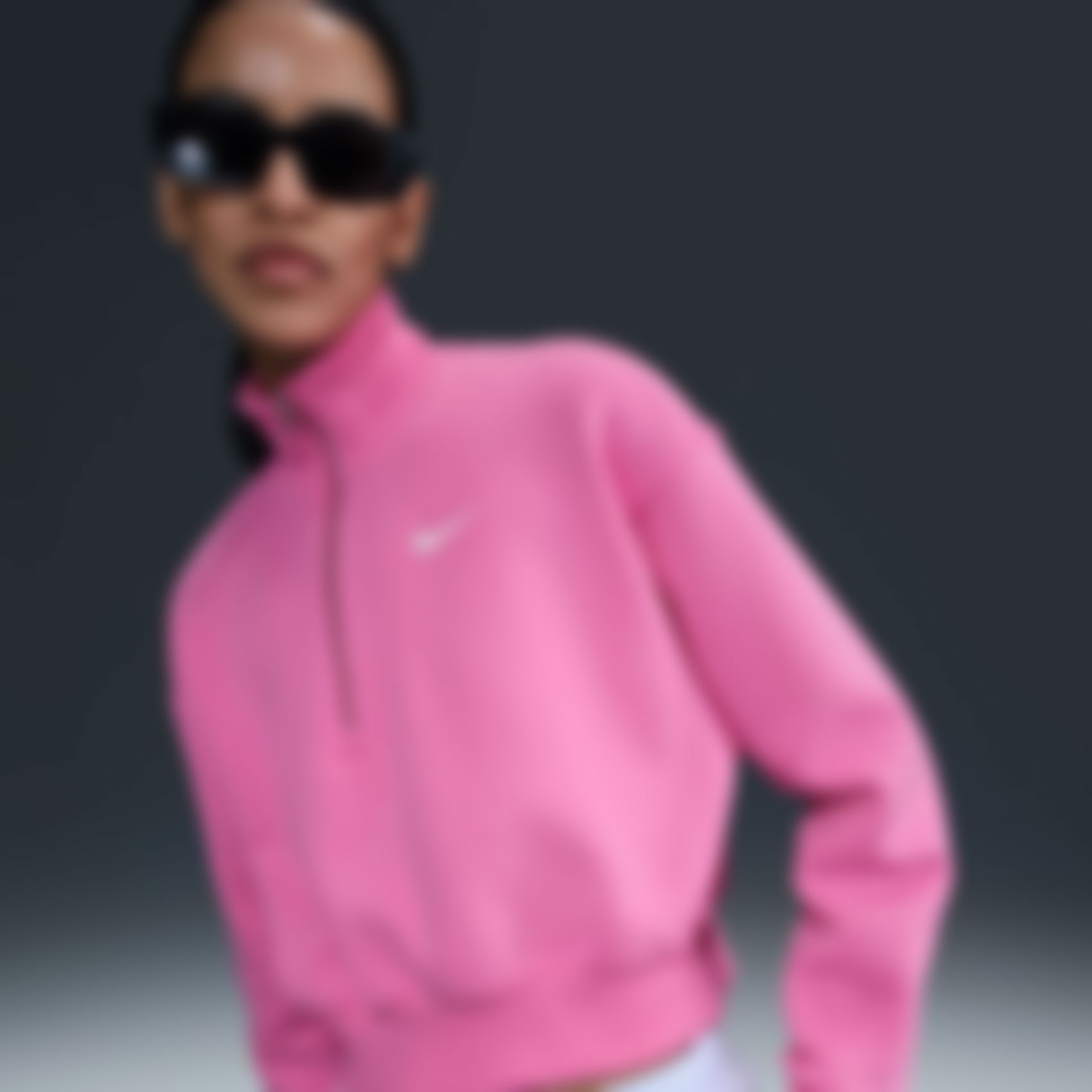 NIKE - Phoenix Fleece QZ Crop Kadın Pembe Sweatshirt