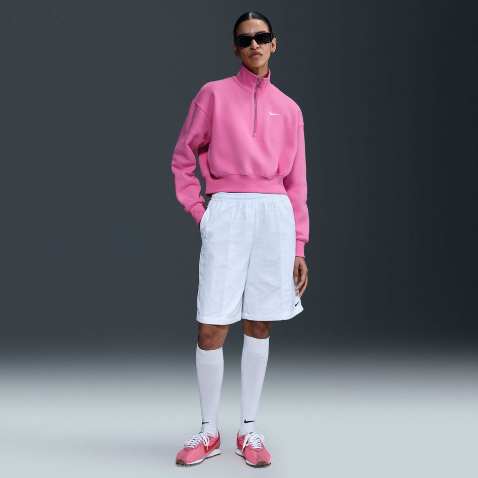Phoenix Fleece QZ Crop Kadın Pembe Sweatshirt