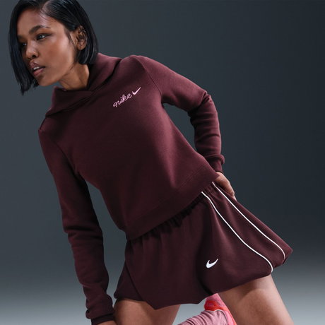 NIKE - Phoenix Fleece Shrunken Hoodie Kadın Bordo Sweatshirt