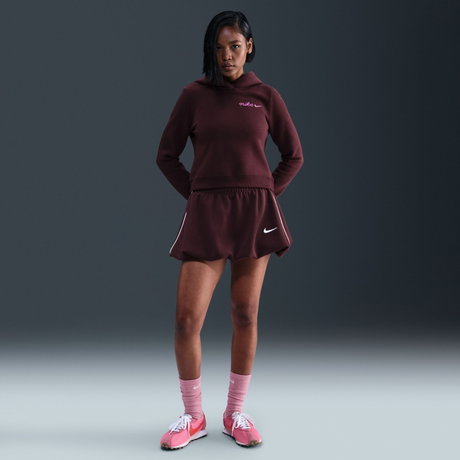 NIKE - Phoenix Fleece Shrunken Hoodie Kadın Bordo Sweatshirt (1)