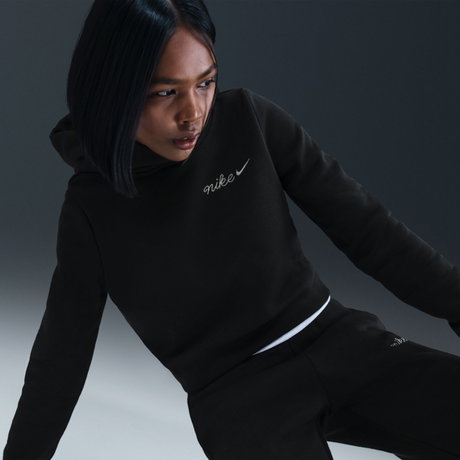 NIKE - Phoenix Fleece Shrunken Hoodie Kadın Siyah Sweatshirt