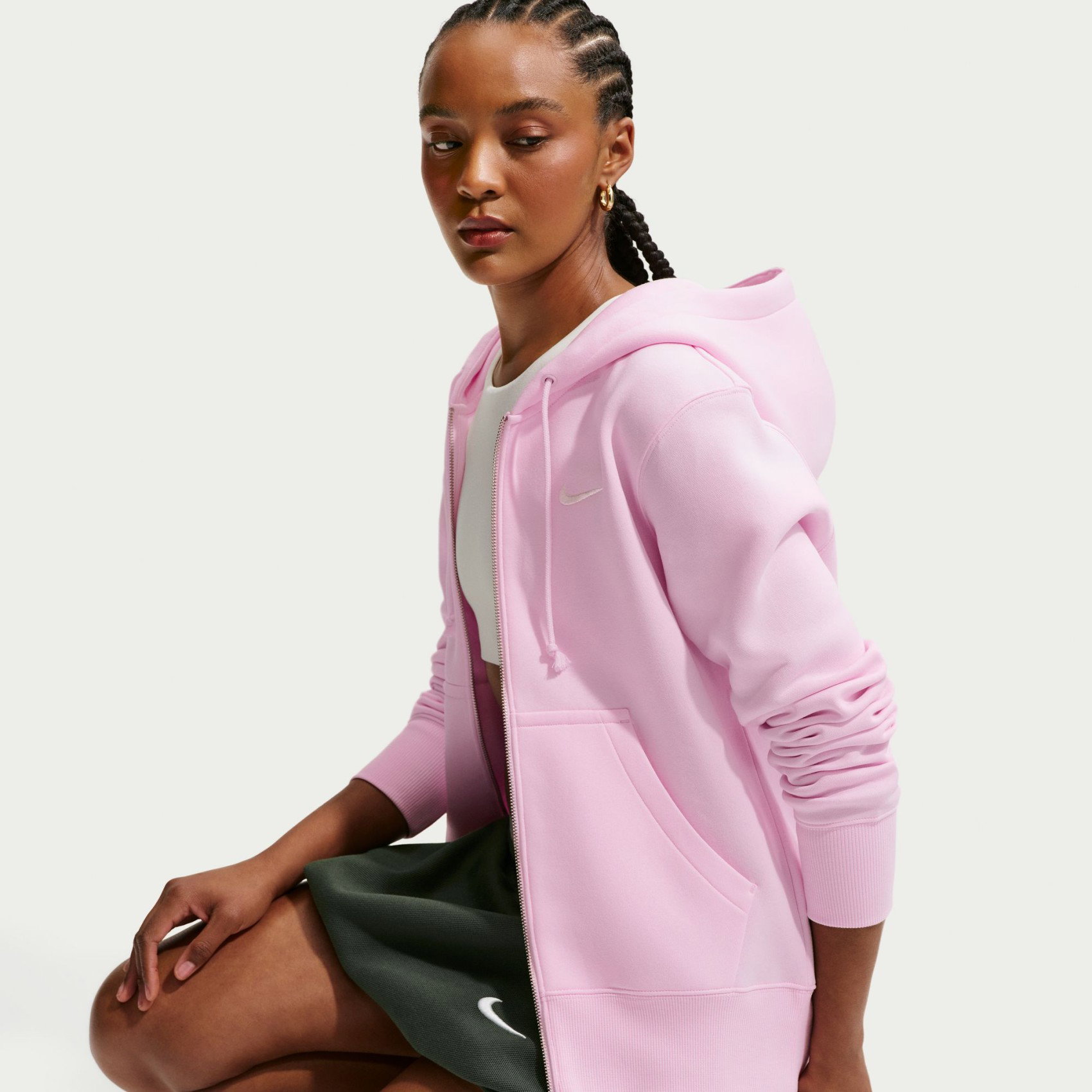 Nike Phoenix Fleece Std Fz Hoodie Kadın Pembe Sweatshirt HJ0995-663