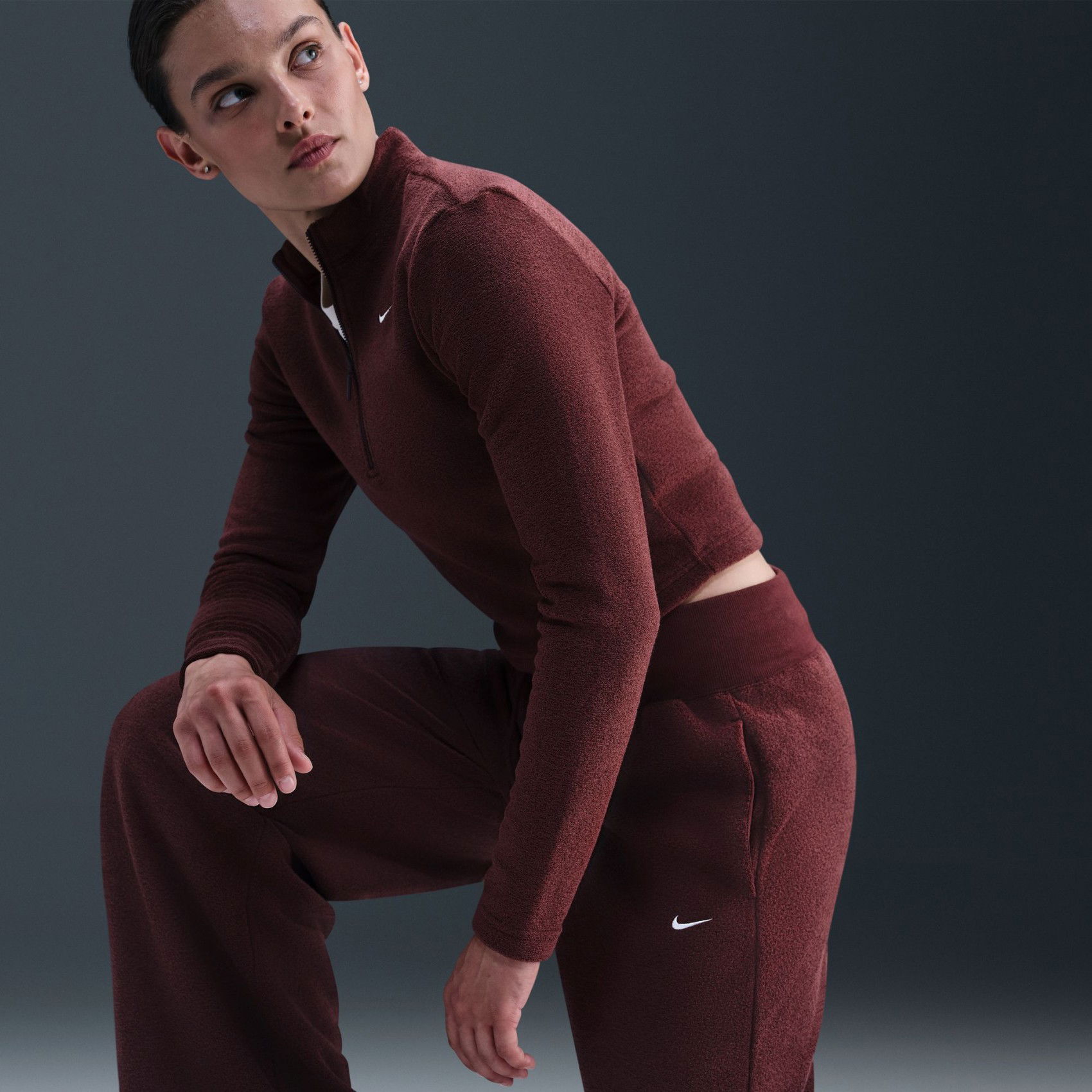 Nike Phoenix Plush HR Pant Wide Kadın Bordo Eşofman Altı FN3622-652