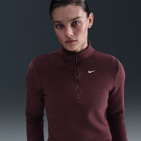 NIKE - Phoenix Plush HZ LS Top Kadın Bordo Sweatshirt