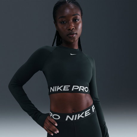 NIKE - Nike Pro Dri-FIT 365 Crop LS Kadın Yeşil Sweatshirt (1)