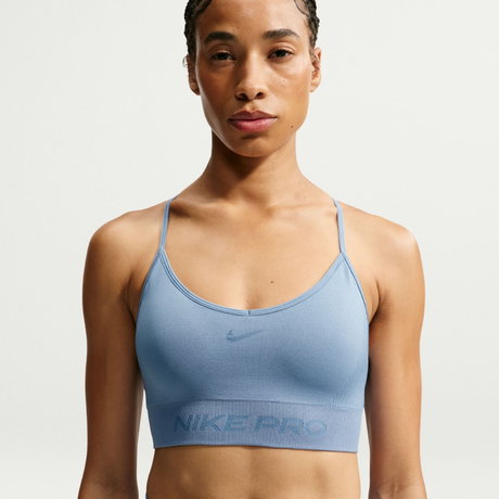 NIKE - Nike Pro Dri-FIT Seamless Ls Bra Kadın Mavi Sporcu Sütyeni
