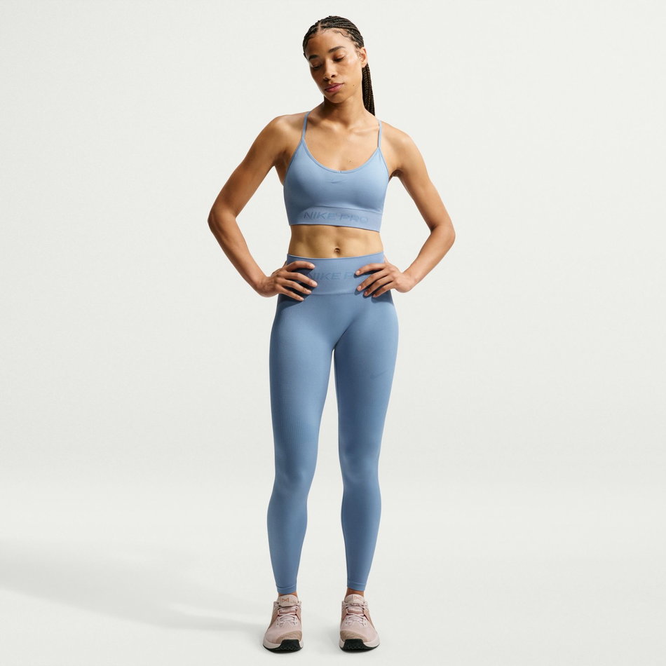 Nike Pro Dri-FIT Seamless Ls Bra Kadın Mavi Sporcu Sütyeni