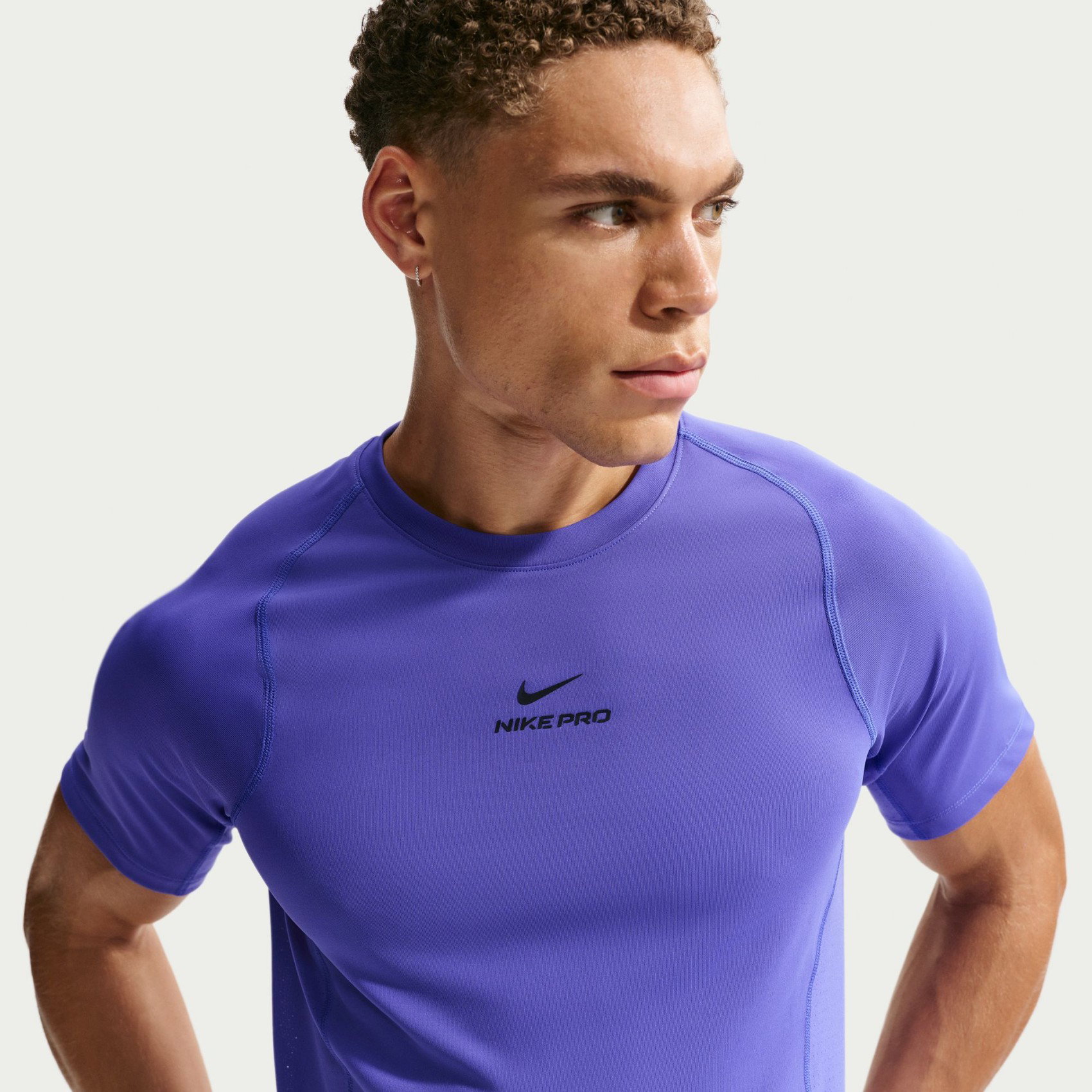 NIKE - Nike Pro Dri-FIT Ss Top Erkek Mor Tişört
