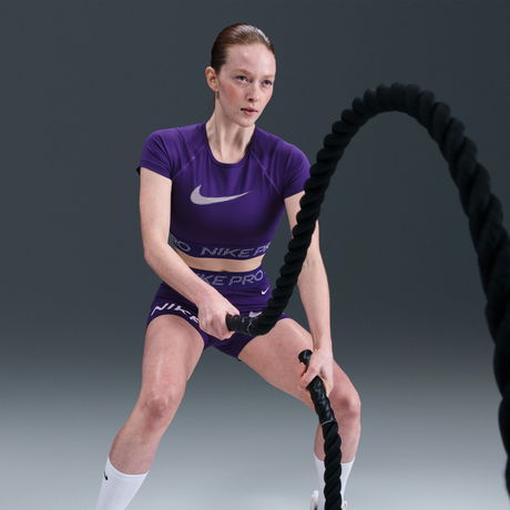NIKE - Nike Pro Dri-FIT SS Top TT Kadın Mor Tişört