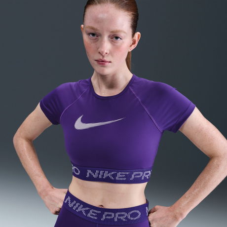 NIKE - Nike Pro Dri-FIT SS Top TT Kadın Mor Tişört (1)