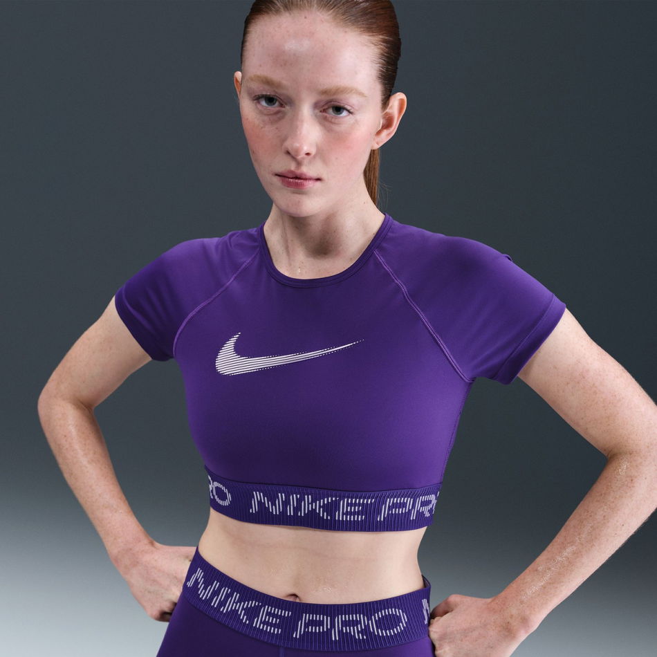 Nike Pro Dri-FIT SS Top TT Kadın Mor Tişört