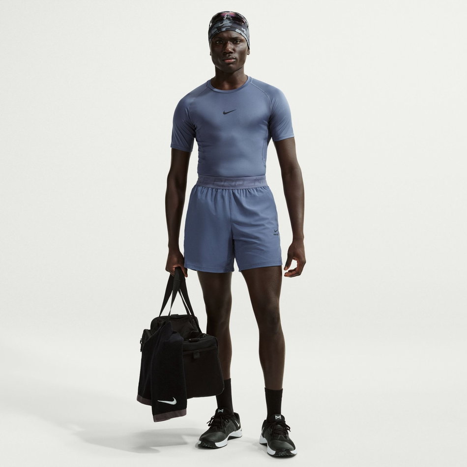 Nike Pro Dri-FIT Tight Top Ss Erkek Mavi Tişört