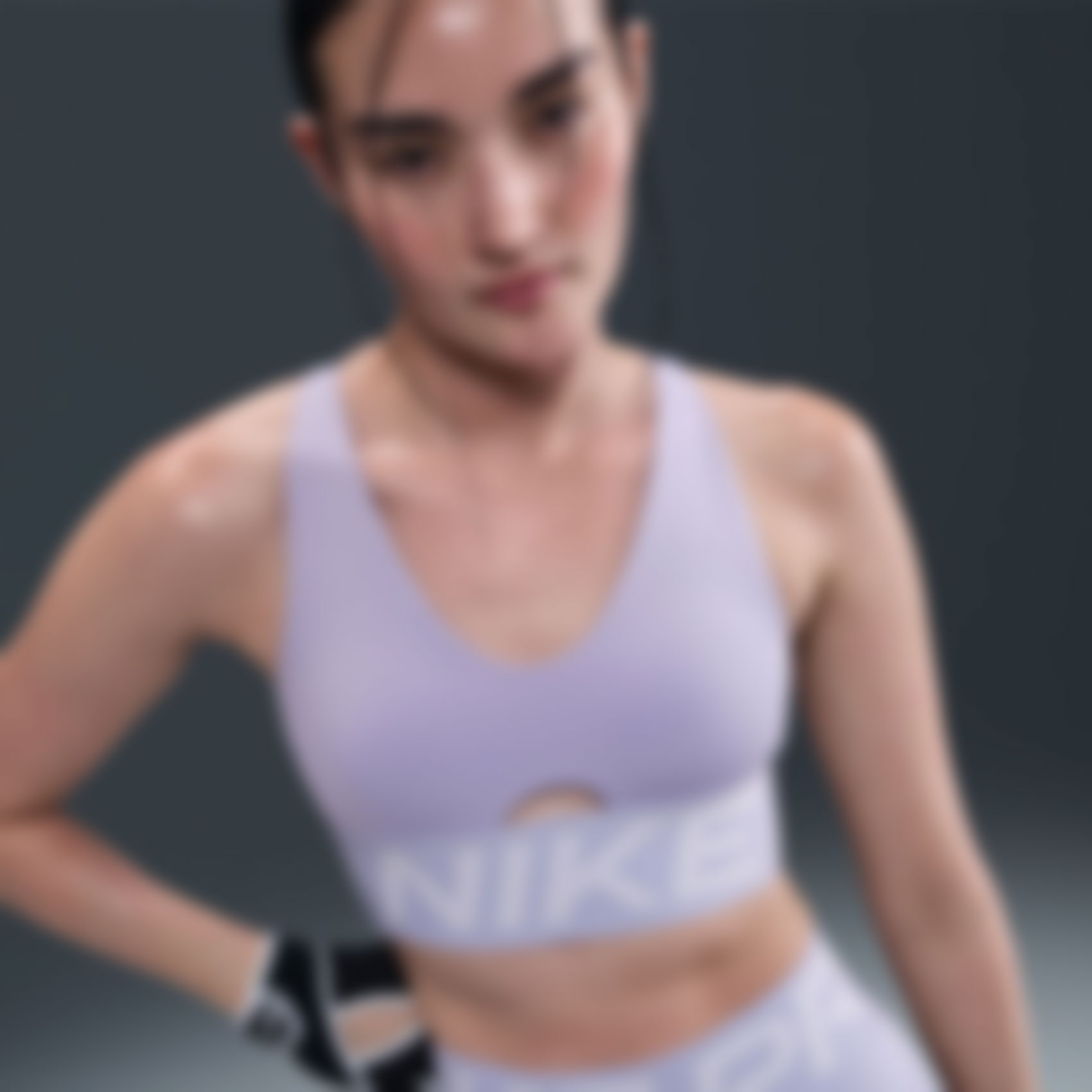 NIKE - Nike Pro Indy Plunge Bra Bold Kadın Mor Sporcu Sütyeni