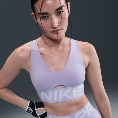 NIKE - Nike Pro Indy Plunge Bra Bold Kadın Mor Sporcu Sütyeni