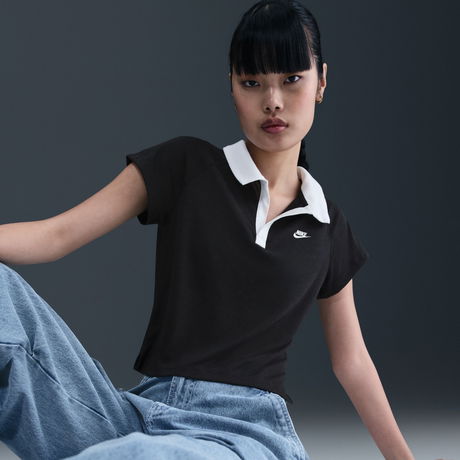 NIKE - Retro Polo Kadın Siyah Tişört