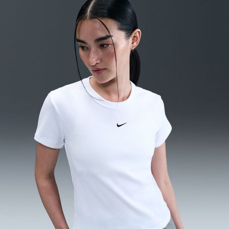 NIKE - NSW Rib Tight SS Tee Kadın Beyaz Tişört