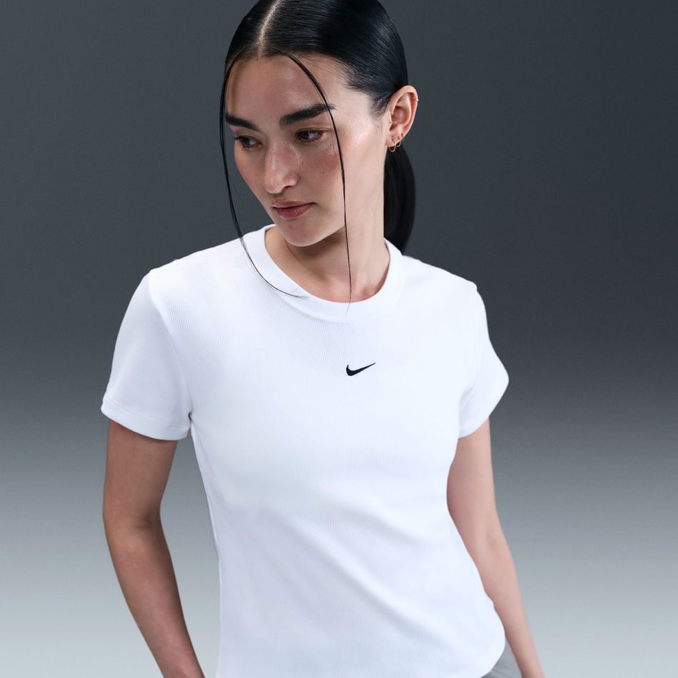 NSW Rib Tight SS Tee Kadın Beyaz Tişört