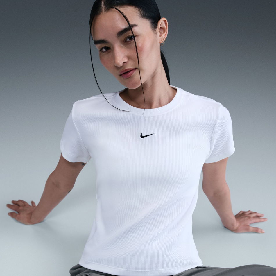NSW Rib Tight SS Tee Kadın Beyaz Tişört