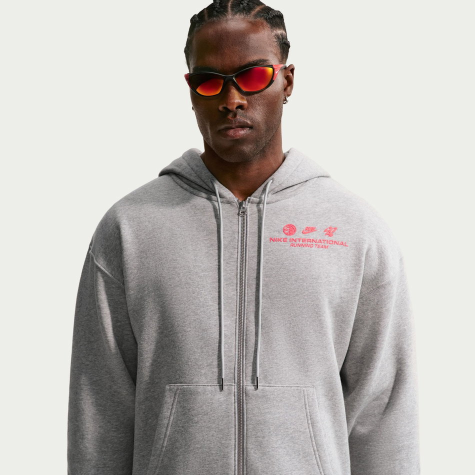Nike Running Fz Hoodie Fleece Erkek Gri Sweatshirt