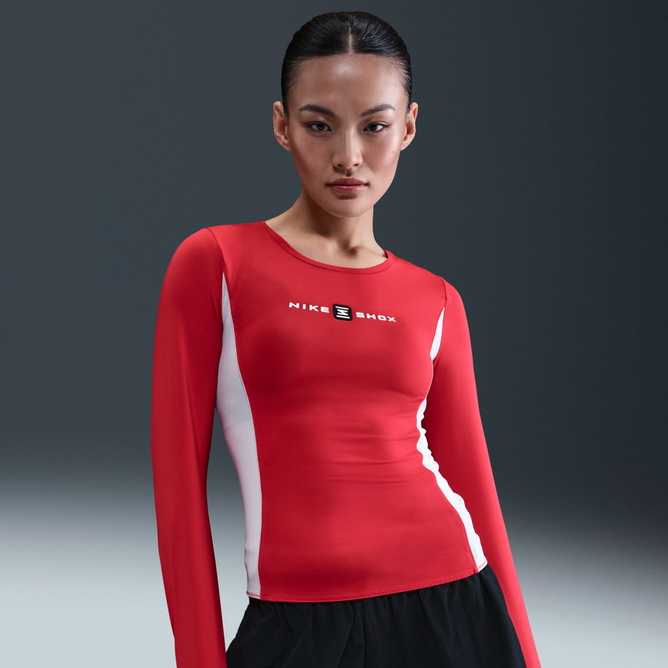 Shox LS Top Kadın Siyah Kırmızı Sweatshirt