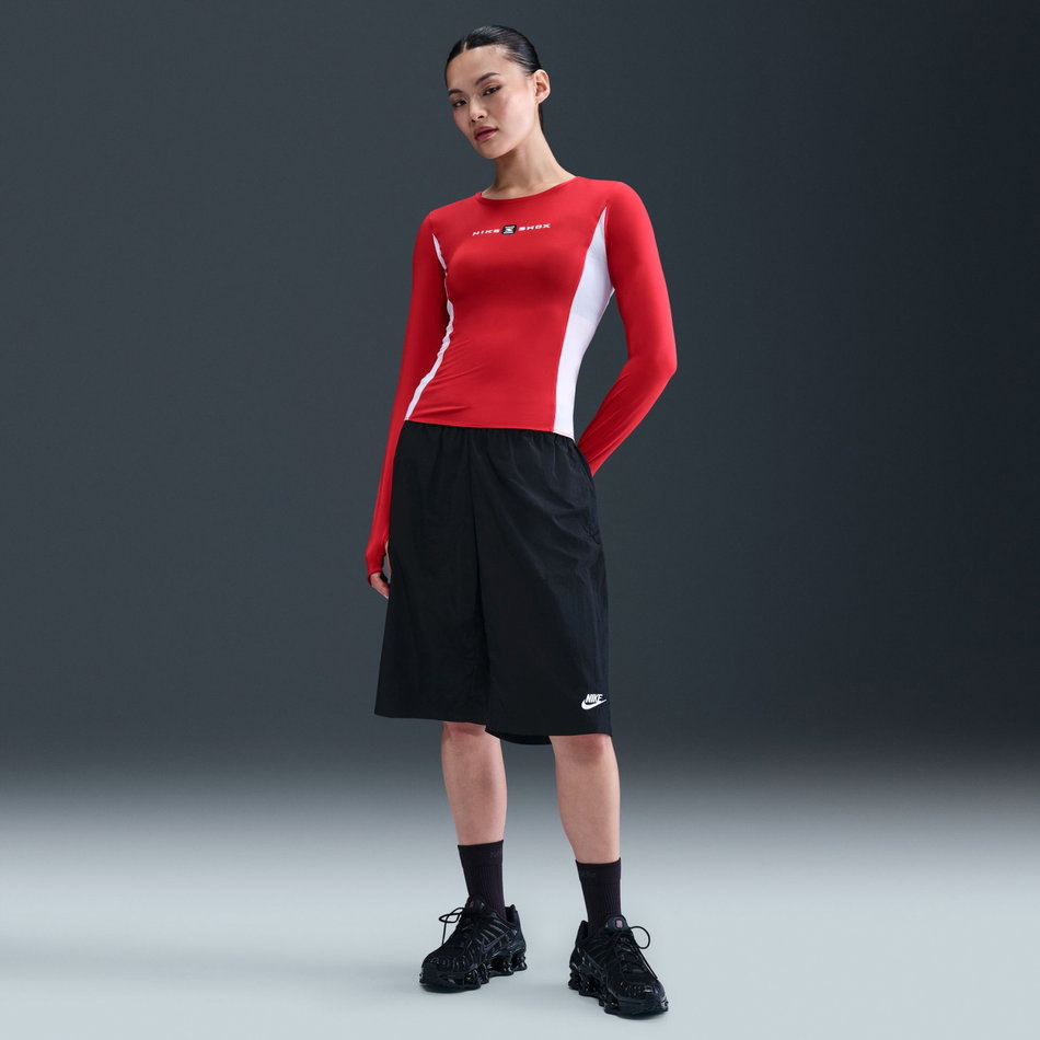 Shox LS Top Kadın Siyah Kırmızı Sweatshirt