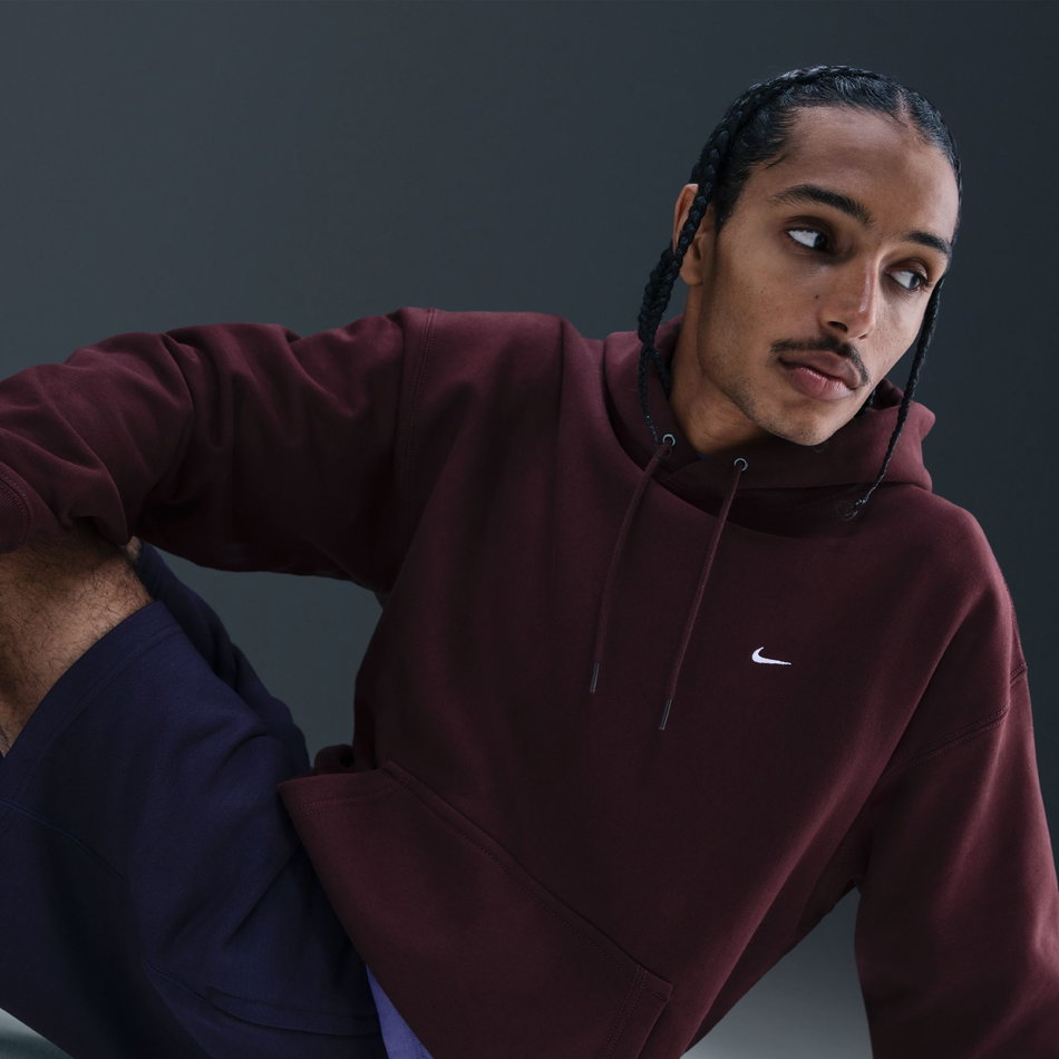 Solo Swoosh BB PO Hoodie Erkek Bordo Sweatshirt